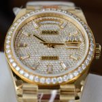 Đồng Hồ Rolex Day-Date Chế Tác Bọc Vàng 18K Đính Moissanite Trọng Lượng 159Gram QF 36mm (2)