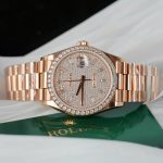 Đồng Hồ Rolex Day-Date Chế Tác Bọc Vàng Hồng Đính Kim Cương Tổng Hợp Xưởng GM 36mm (2)