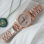 Đồng Hồ Rolex Day-Date Chế Tác Bọc Vàng Hồng Đính Kim Cương Tổng Hợp Xưởng GM 36mm (2)