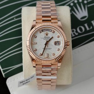 Đồng Hồ Rolex Day-Date Chế Tác Bọc Vàng Hồng Mặt Thiên Thạch Cọc Số Moissanite 40mm (2)