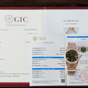 Đồng Hồ Rolex Day-Date Mặt Xanh Lá Cây Chế Tác Bọc Vàng Đính Kim Cương Moissanite Baguette 40mm (2)