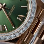 Đồng Hồ Rolex Day-Date Mặt Xanh Lá Cây Chế Tác Bọc Vàng Đính Kim Cương Moissanite Baguette 40mm (2)