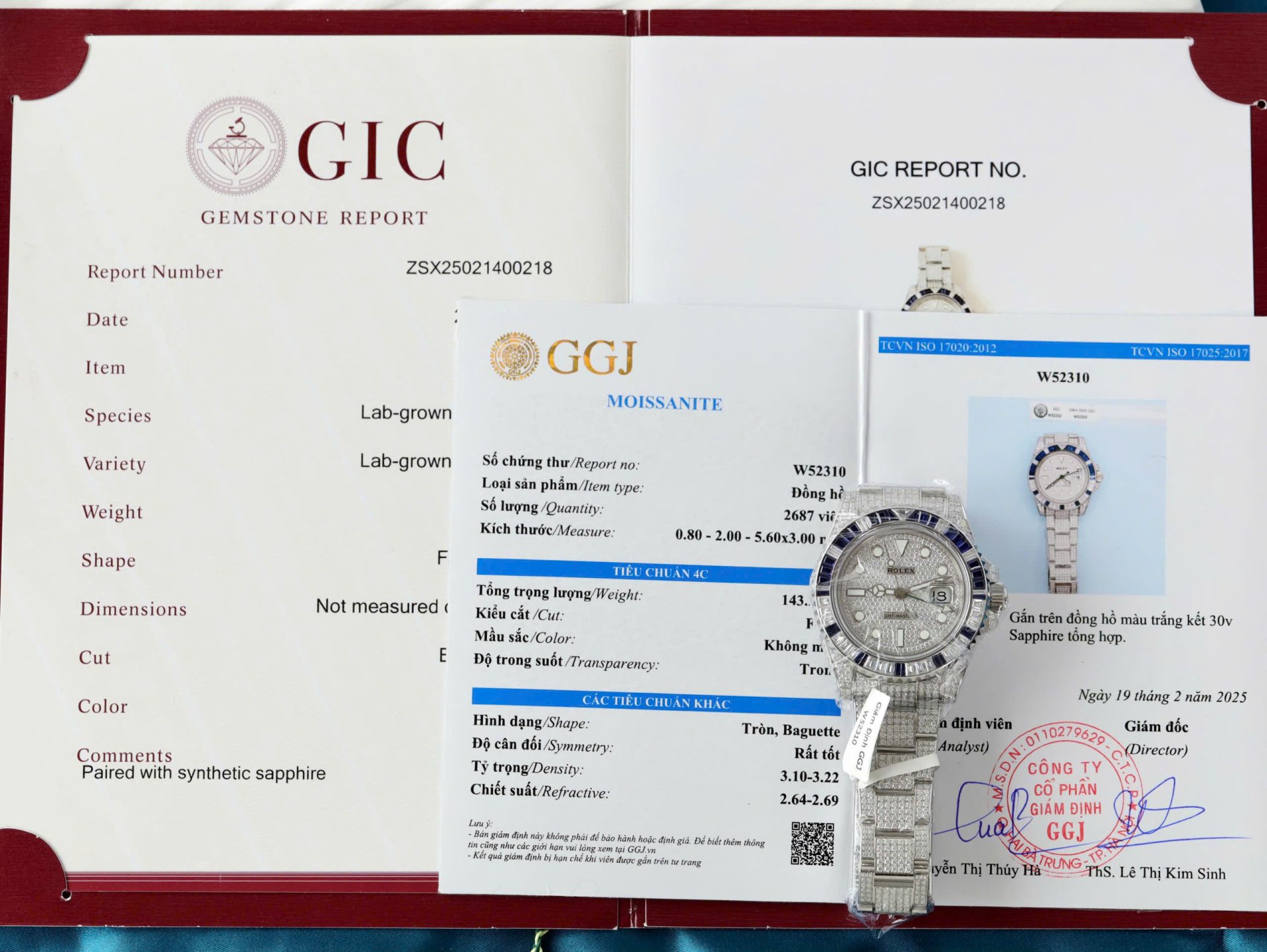 Đồng Hồ Rolex GMT-Master II Replica 11 Đính Sapphire Và Kim Cương Moissanite 40mm (2)