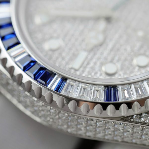 Đồng Hồ Rolex GMT-Master II Replica 11 Đính Sapphire Và Kim Cương Moissanite 40mm (2)