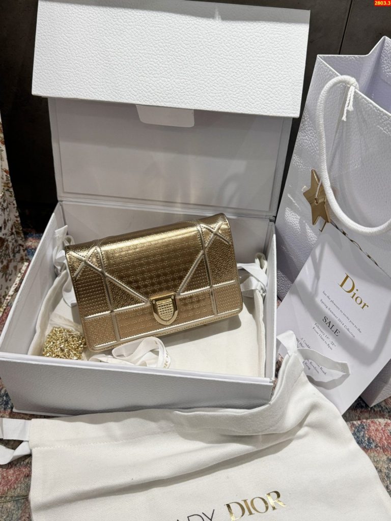 Túi Xách Dior Woc Màu Vàng Ánh Kim Siêu Cấp 19cm (2)
