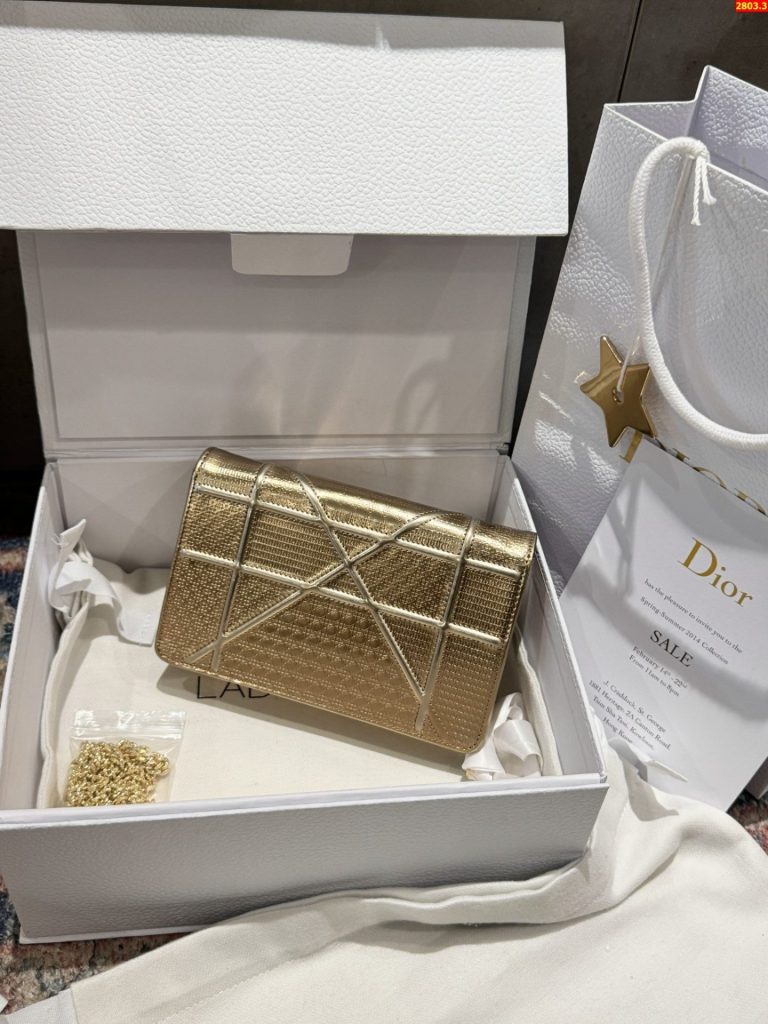 Túi Xách Dior Woc Màu Vàng Ánh Kim Siêu Cấp 19cm (2)