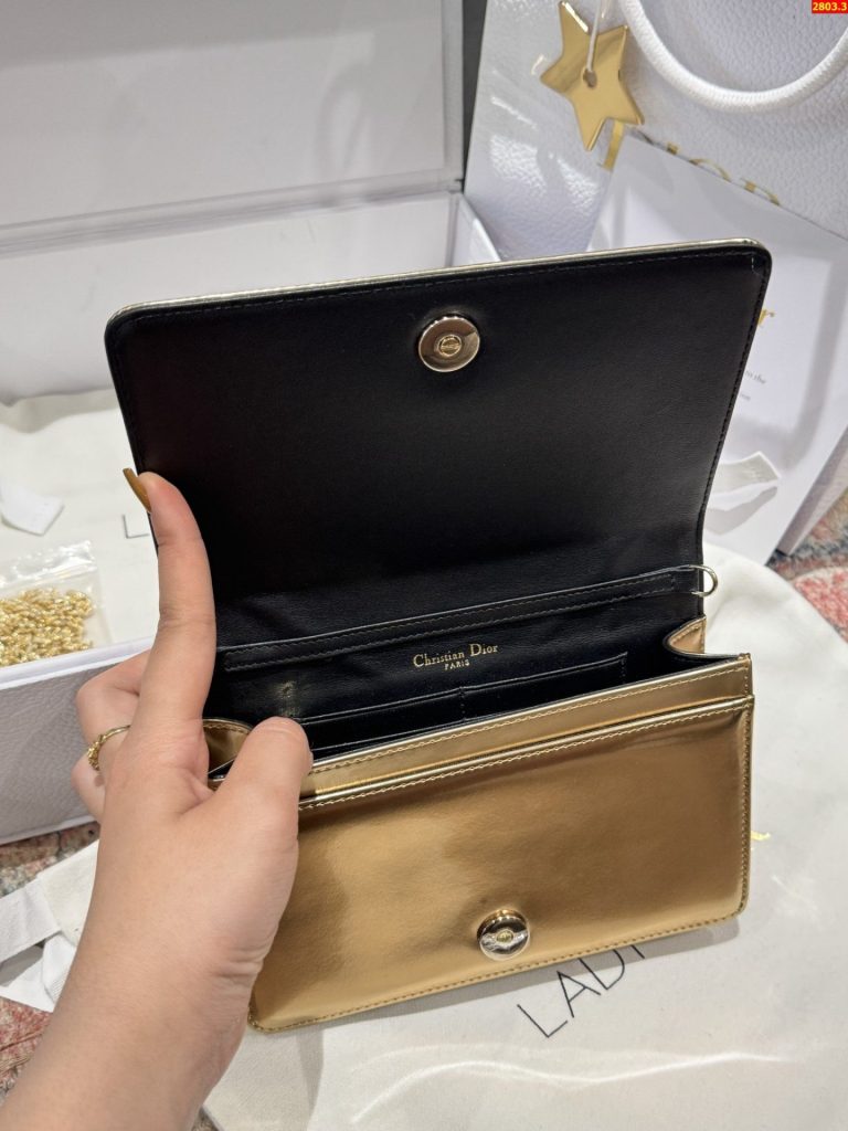 Túi Xách Dior Woc Màu Vàng Ánh Kim Siêu Cấp 19cm (2)