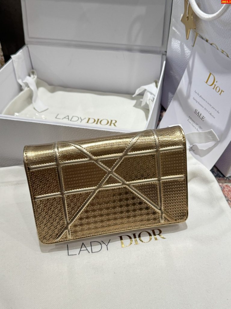 Túi Xách Dior Woc Màu Vàng Ánh Kim Siêu Cấp 19cm (2)