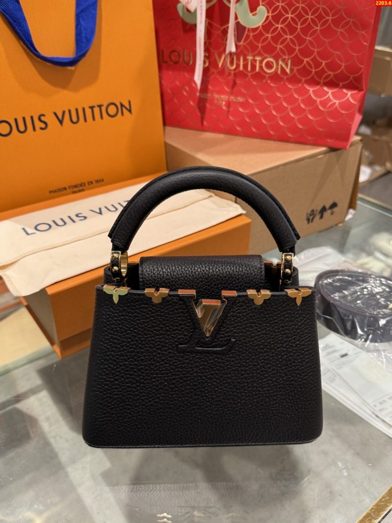 Túi Xách Louis Vuitton LV Capucines Mini Màu Đen Like Auth 21x14x8cm (2)