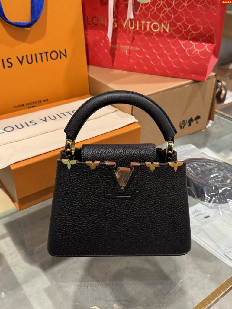 Túi Xách Louis Vuitton LV Capucines Mini Màu Đen Like Auth 21x14x8cm (2)