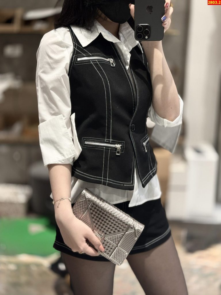 Túi Xách Nữ Dior Woc Màu Bạc Siêu Cấp 19cm (2)