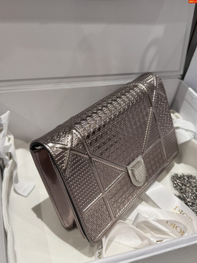 Túi Xách Nữ Dior Woc Màu Bạc Siêu Cấp 19cm (2)