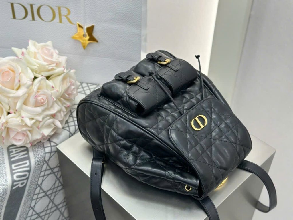 Balo Nữ Dior Caro Like Auth Chất Da Bê Màu Đen 23x26.7x12 (2)