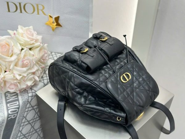 Balo Nữ Dior Caro Like Auth Chất Da Bê Màu Đen 23x26.7x12 (2)