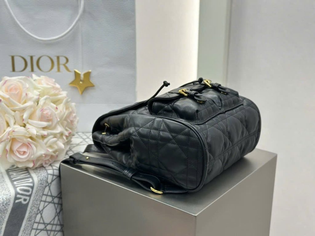 Balo Nữ Dior Caro Like Auth Chất Da Bê Màu Đen 23x26.7x12 (2)