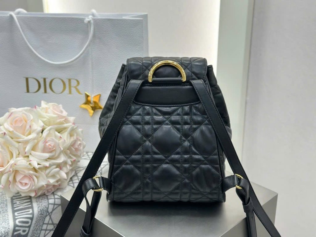 Balo Nữ Dior Caro Like Auth Chất Da Bê Màu Đen 23x26.7x12 (2)