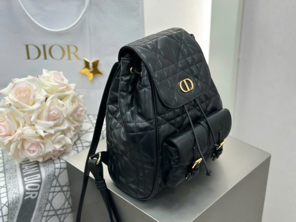 Balo Nữ Dior Caro Like Auth Chất Da Bê Màu Đen 23x26.7x12 (2)