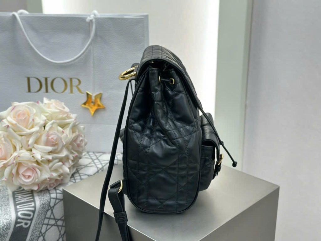 Balo Nữ Dior Caro Like Auth Chất Da Bê Màu Đen 23x26.7x12 (2)