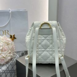 Balo Nữ Dior Caro Siêu Cấp Chất Da Bê Màu Trắng 23×26.7×12 (2)