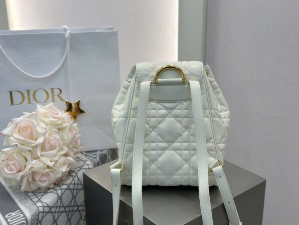 Balo Nữ Dior Caro Siêu Cấp Chất Da Bê Màu Trắng 23×26.7×12 (2)