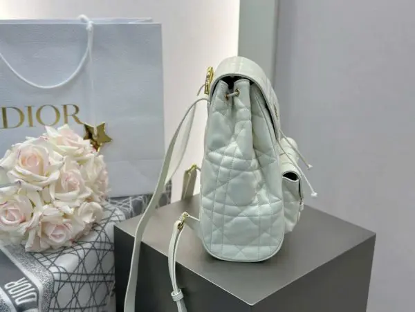 Balo Nữ Dior Caro Siêu Cấp Chất Da Bê Màu Trắng 23×26.7×12 (2)