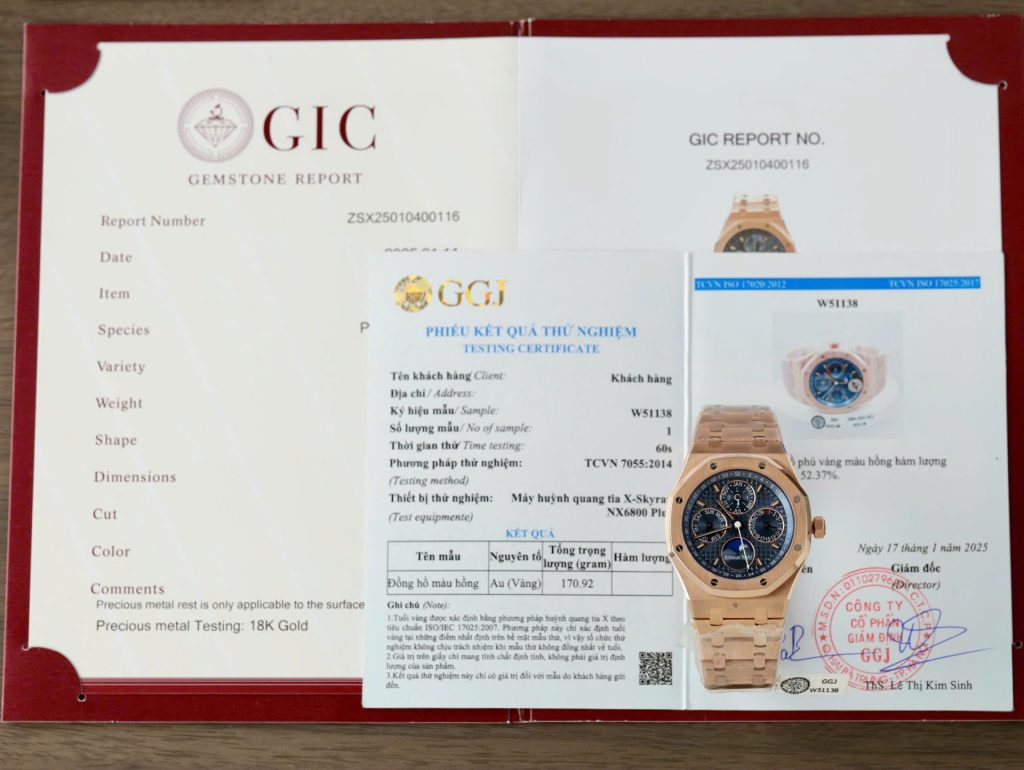 Đồng Hồ Audemars Piguet 26574 Mặt Xanh Chế Tác Bọc Vàng Thật Nhà Máy APS 41mm (2)