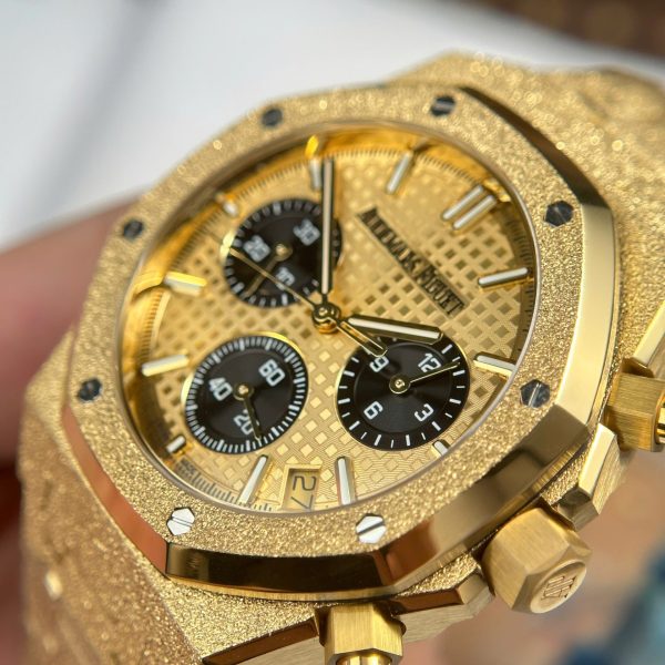 Đồng Hồ Audemars Piguet Chế Tác Royal Oak Chronograph Frosted Gold 26240 Mặt Vàng Xưởng APS 41mm (2)