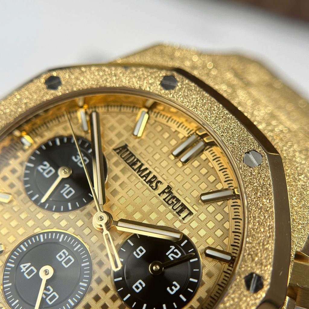 Đồng Hồ Audemars Piguet Chế Tác Royal Oak Chronograph Frosted Gold 26240 Mặt Vàng Xưởng APS 41mm (2)