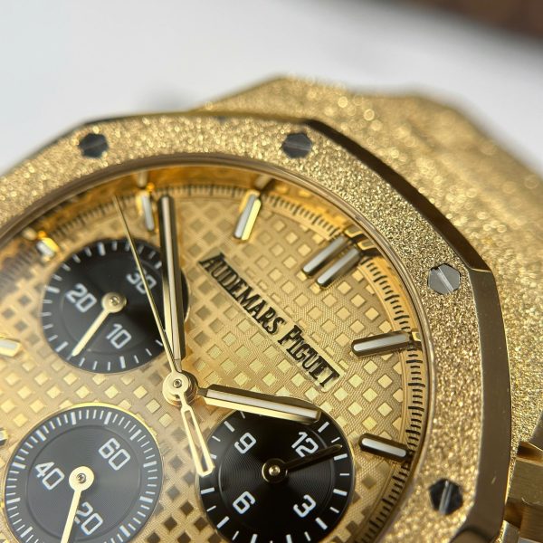 Đồng Hồ Audemars Piguet Chế Tác Royal Oak Chronograph Frosted Gold 26240 Mặt Vàng Xưởng APS 41mm (2)