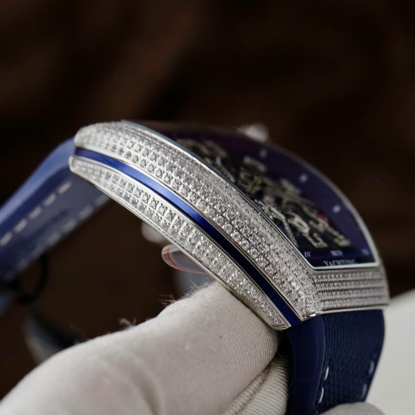 Đồng Hồ Franck Muller V45 Rep Cao Cấp Họa Tiết Rồng Màu Xanh Blue Xưởng ABF 45mm (2)