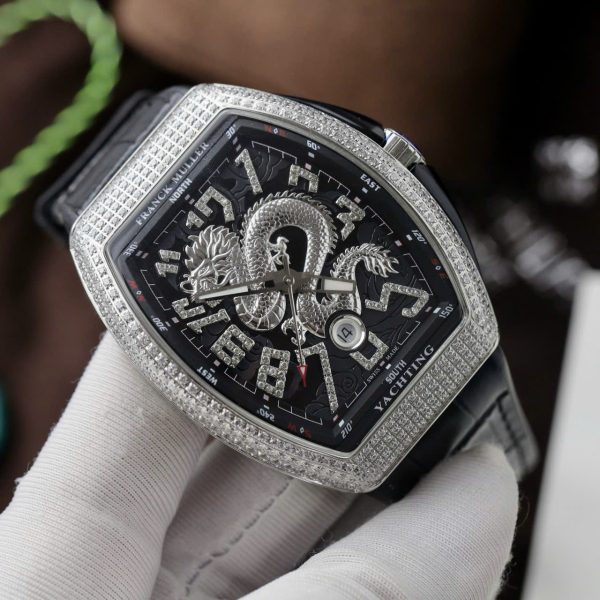 Đồng Hồ Franck Muller V45 Replica 11 Họa Tiết Rồng Màu Đen Xưởng ABF 45mm (2)