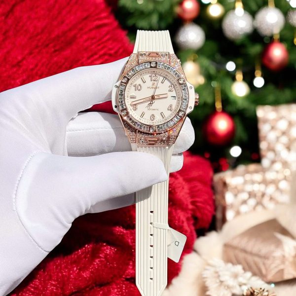 Đồng Hồ Hublot Replica 11 Big Bang One Click Bọc Vàng Thật + Kim Cương Moissanite Baguette 39mm (2)