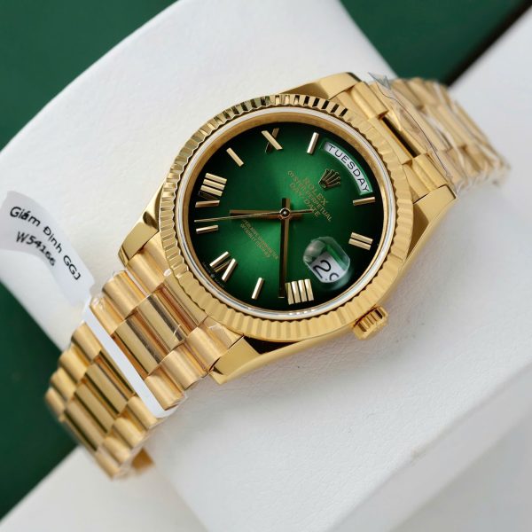 Đồng Hồ Nam Rolex Day-Date Chế Tác Mặt Ombre Xanh Lá Cây Bọc Vàng Thật Xưởng GM 40mm (2)