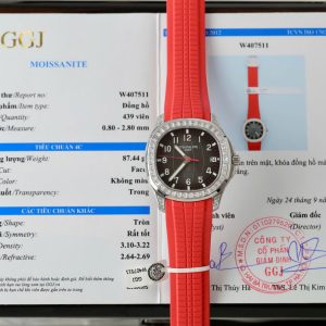 Đồng Hồ Patek Philippe Aquanaut 5167 Màu Đỏ Chế Tác Độ Moissanite Baguette 40mm (2)