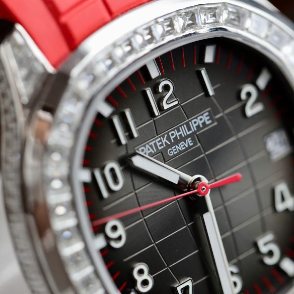 Đồng Hồ Patek Philippe Aquanaut 5167 Màu Đỏ Chế Tác Độ Moissanite Baguette 40mm (2)