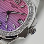 Đồng Hồ Patek Philippe Replica 11 Nautilus 7010R Mặt Tím Hồng Viền Đính Đá Xưởng GR 32mm (2)
