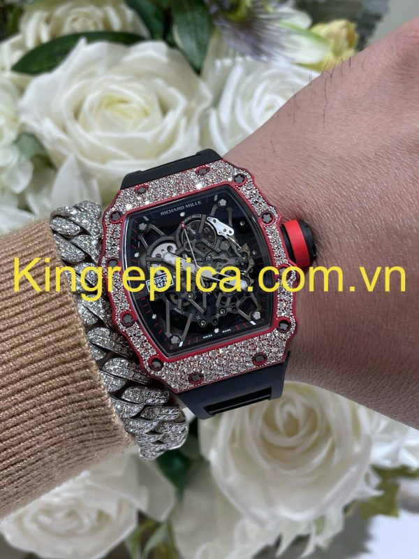 Đồng Hồ RM35-02 Rafael Nadal Snowflake Red Quartz TPT Tuỳ Chỉnh Carbon Kim Cương CVD Độc Quyền 43,2x50mm (2)