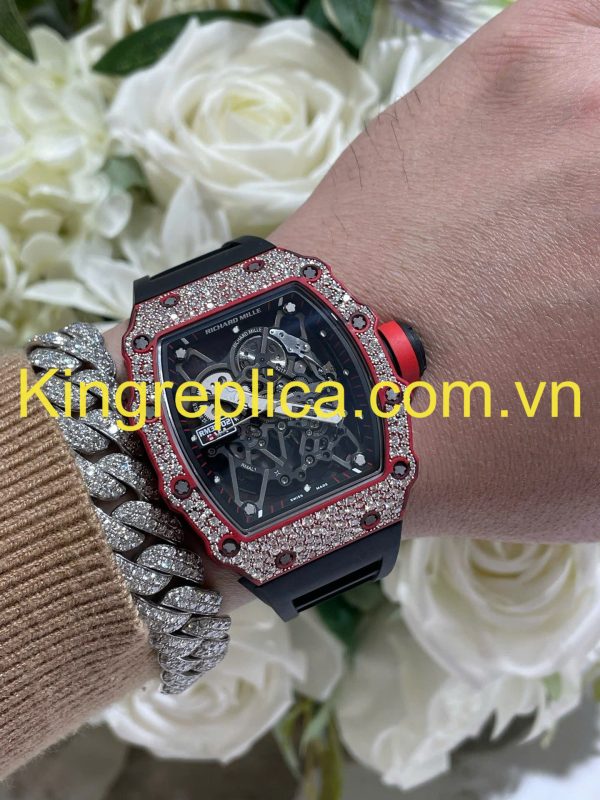 Đồng Hồ RM35-02 Rafael Nadal Snowflake Red Quartz TPT Tuỳ Chỉnh Carbon Kim Cương CVD Độc Quyền 43,2x50mm (2)