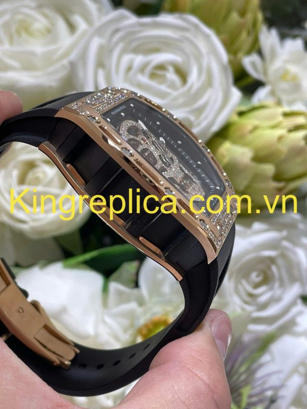 Đồng Hồ Richard Mille RM052 Bọc Vàng Hồng 18K Đính Kim Cương Moissanite Hong Kong 42mm (2)