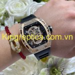 Đồng Hồ Richard Mille RM052 Bọc Vàng Hồng 18K Đính Kim Cương Moissanite Hong Kong 42mm (2)