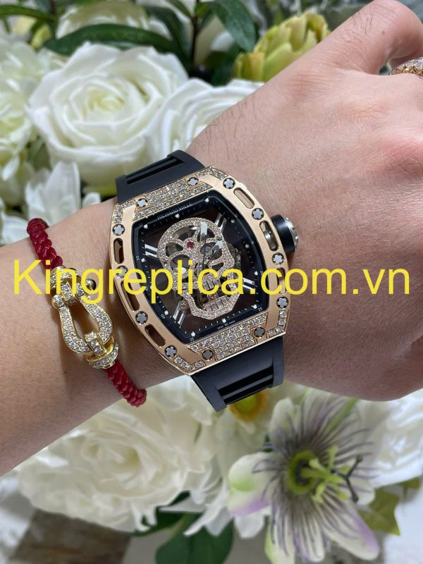 Đồng Hồ Richard Mille RM052 Bọc Vàng Hồng 18K Đính Kim Cương Moissanite Hong Kong 42mm (2)