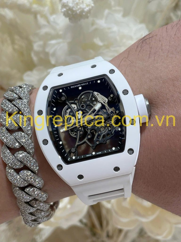 Đồng Hồ Richard Mille RM055 Bubba Watson Tuỳ Chỉnh Độc Quyền Gốm Trắng NTPT & Chuyển Động Vaucher 42,7x49,9mm (12)