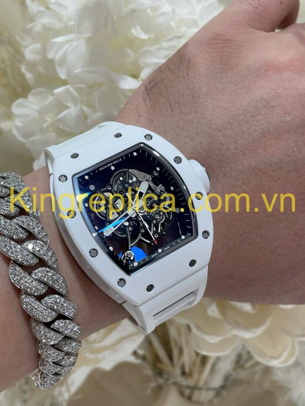 Đồng Hồ Richard Mille RM055 Bubba Watson Tuỳ Chỉnh Độc Quyền Gốm Trắng NTPT & Chuyển Động Vaucher 42,7x49,9mm (12)