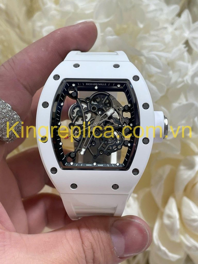 Đồng Hồ Richard Mille RM055 Bubba Watson Tuỳ Chỉnh Độc Quyền Gốm Trắng NTPT & Chuyển Động Vaucher 42,7x49,9mm (12)