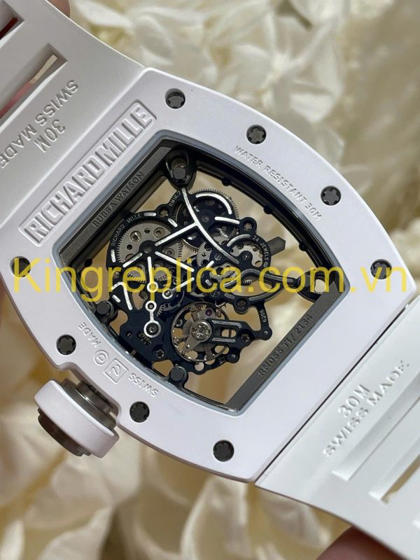 Đồng Hồ Richard Mille RM055 Bubba Watson Tuỳ Chỉnh Độc Quyền Gốm Trắng NTPT & Chuyển Động Vaucher 42,7x49,9mm (12)