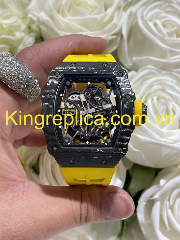 Đồng Hồ Richard Mille RM35-02 Rafael Nadal Yellow Tuỳ Chỉnh Độc Quyền Carbon + Bộ Máy Vaucher 44,5x49,94mm (11)