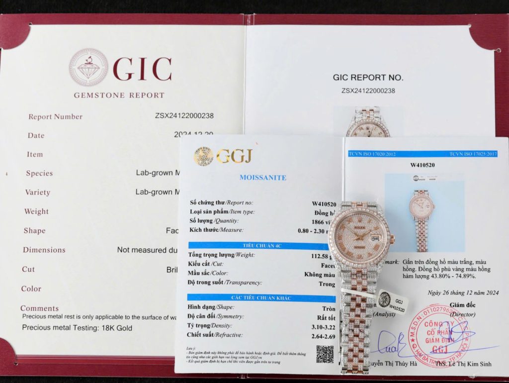 Đồng Hồ Rolex DateJust Chế Tác Bọc Vàng Đính Kim Cương Moissanite Hong Kong 36mm (2)