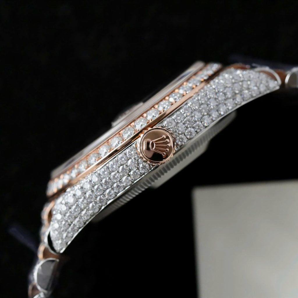Đồng Hồ Rolex DateJust Chế Tác Bọc Vàng Đính Kim Cương Moissanite Hong Kong 36mm (2)