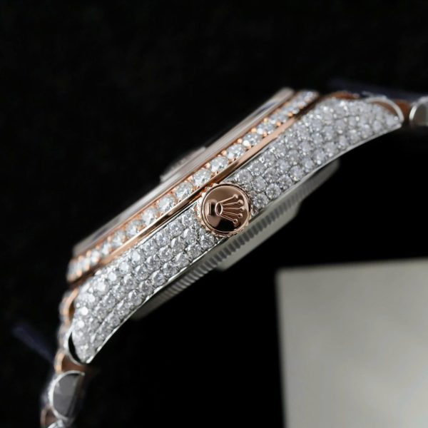 Đồng Hồ Rolex DateJust Chế Tác Bọc Vàng Đính Kim Cương Moissanite Hong Kong 36mm (2)