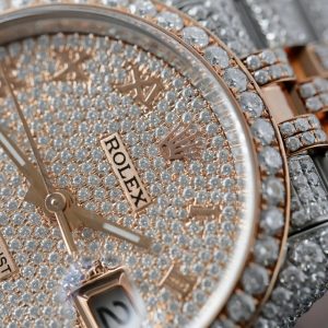 Đồng Hồ Rolex DateJust Chế Tác Bọc Vàng Đính Kim Cương Moissanite Hong Kong 36mm (2)
